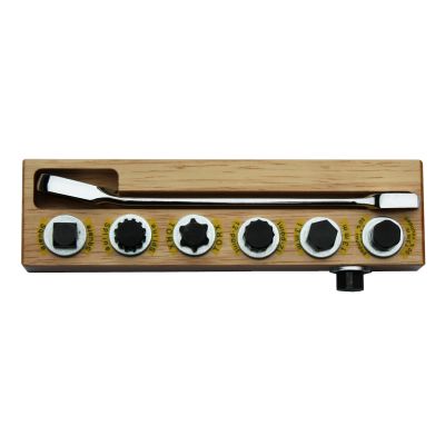 WOODEN DEMO BLOCK W/ 7 NUTS