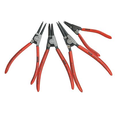  Three straight tipped pliers and one 90 degree angle plier 