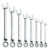S7GRRC8 - 8 PIECE 72 TOOTH SAE REVERSIBLE COMBINATION RATCHETING WRENCH SET