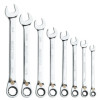 S9GRRC8 - 8 PIECE 90 TOOTH SAE REVERSIBLE COMBINATION RATCHETING WRENCH SET