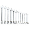 S9GRRCM12 - 12 PIECE 90 TOOTH METRIC REVERSIBLE COMBINATION RATCHETING WRENCH SET