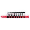 SAI106T - 1/4" DRIVE 10 PIECE SAE 6 POINT MID-LENGTH CHROME SOCKET SET