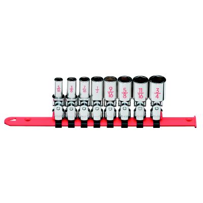 8PC 3/8" SAE CHR UNIV SKT SET
