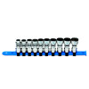 SBUM102RB - 3/8" DRIVE 10 PIECE METRIC 12 POINT UNIVERSAL CHROME SOCKET SET