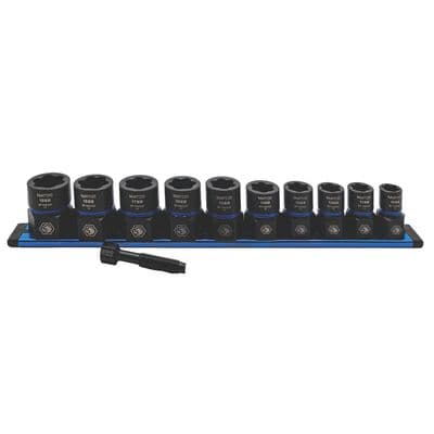 11 PIECE 3/8" DRIVE Metric OPTI-GRIP Socket Extractor Set with Foreign Object Removal Pusher Rod