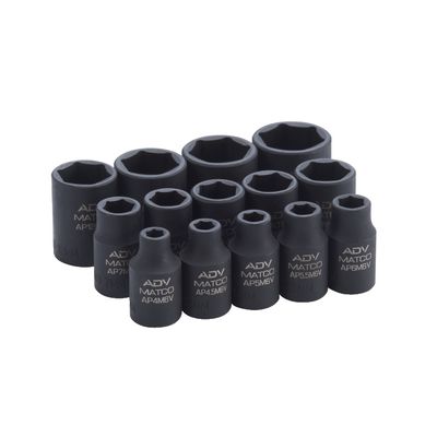 1/4" DRIVE 14 PIECE METRIC 6 POINT ADV IMPACT SOCKET SET | Matco Tools