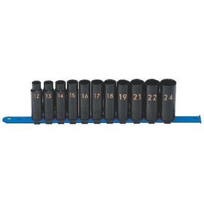 1/2" DRIVE 11 PIECE METRIC 12 POINT DEEP IMPACT SOCKET SET | Matco Tools