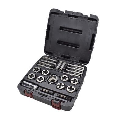 LARGE AUTO TAP AND HEX DIE SET METRIC AND SAE, 22 PIECE