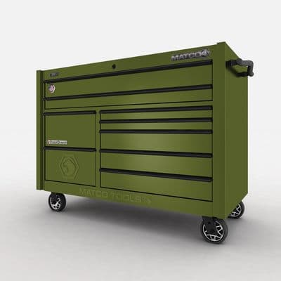 57" x 28" DOUBLE-BAY 4s SERIES TOOLBOX (MILITARY GREEN /TACTICAL BLACK)