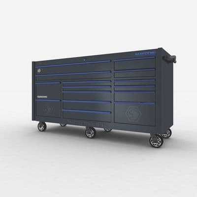 79" x 28" TRIPLE-BAY 4s SERIES TOOLBOX (OUTLAW BLACK/BLUE)