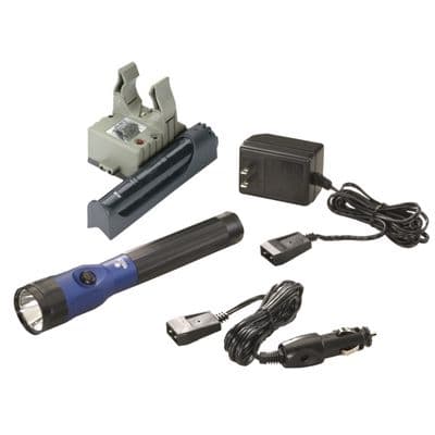 STINGER DUAL SWITCH LED RECHARGEABLE FLASHLIGHT WITH PIGGYBACK CHARGER - BLUE