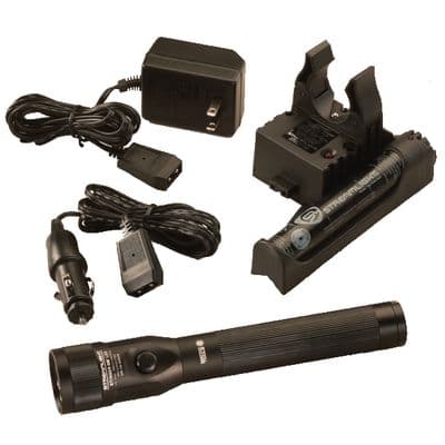 STINGER DUAL SWITCH LED RECHARGEABLE FLASHLIGHT WITH PIGGYBACK CHARGER - BLACK