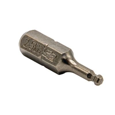 1/4"X1" 2.5MM BALL HEX BIT