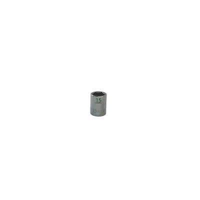 3/8" DRIVE 15MM METRIC 6 POINT CHROME SOCKET - GREEN