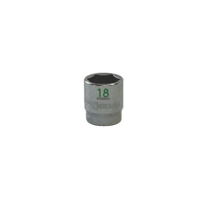 3/8" DRIVE 18MM METRIC 6 POINT CHROME SOCKET - GREEN