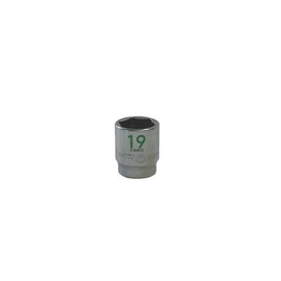 3/8" DRIVE 19MM METRIC 6 POINT CHROME SOCKET - GREEN