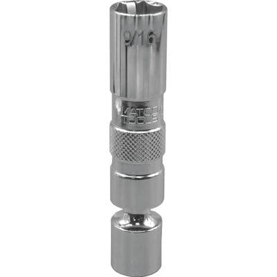 3/8" DRIVE 9/16" SAE 6 POINT 3½" LONG UNIVERSAL SPARK PLUG SOCKET WITH RETAINING TABS