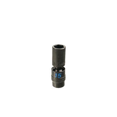 3/8" DRIVE 15MM 6 POINT TORQUE FORCE DEEP UNIVERSAL IMPACT SOCKET