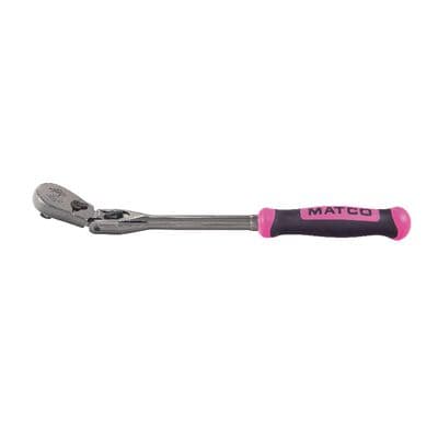 3/8" DRIVE 12-1/2" EIGHTY8 TOOTH BLACK NICKEL LOCKING FLEX RATCHET WITH ERGO HANDLE - PINK
