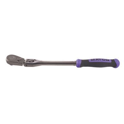 3/8" DRIVE 12-1/2" EIGHTY8 TOOTH BLACK NICKEL LOCKING FLEX RATCHET WITH ERGO HANDLE - PURPLE
