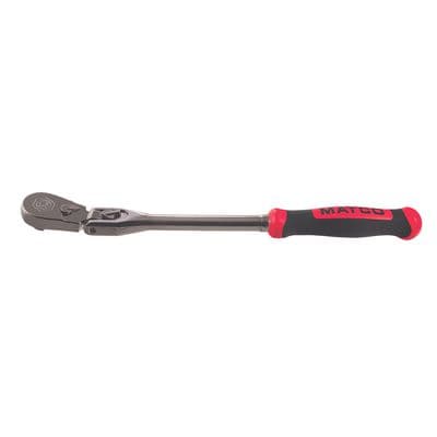 3/8" DRIVE 12-1/2" EIGHTY8 TOOTH BLACK NICKEL LOCKING FLEX RATCHET WITH ERGO HANDLE - RED