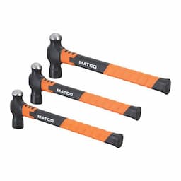 3 PIECE 24 OZ., 32 OZ., AND 48 OZ. BALL PEEN HAMMER SET WITH FIBERGLASS GRIP HANDLES