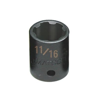 3/8" DRIVE 11/16" SAE 6 POINT PRO NON-SLIP IMPACT SOCKET