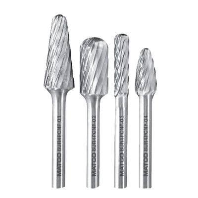 NON-FERROUS BURR SET, 4 PIECE