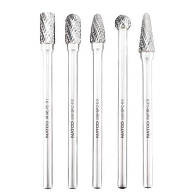 5 PIECE 4.5" LONG DOUBLE CUT CARBIDE BURR SET 