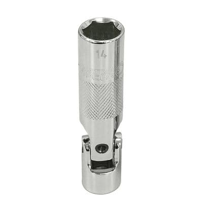 3/8'' DRIVE 14MM METRIC 6 POINT 3-1/2'' LONG SPRING LOADED UNIVERSAL JOINT SPARK PLUG SOCKET