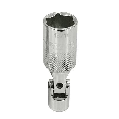 3/8'' DRIVE 13/16" SAE 6 POINT 3-1/2'' LONG SPRING LOADED UNIVERSAL JOINT SPARK PLUG SOCKET