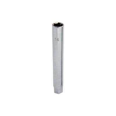 3/8" X 11/16" DUAL DRIVE 14MM METRIC 6 POINT 6" EXTRA DEEP SPARK PLUG SOCKET WITH RETAINING TAB
