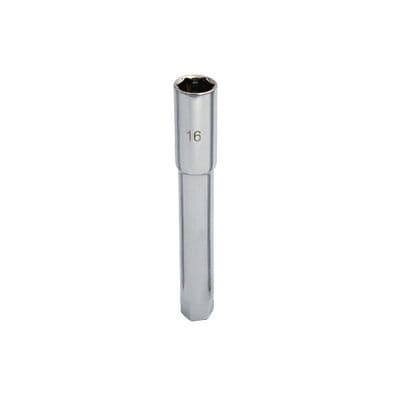 3/8" X 11/16" DUAL DRIVE 16MM METRIC 6 POINT 6" EXTRA DEEP SPARK PLUG SOCKET WITH RETAINING TAB