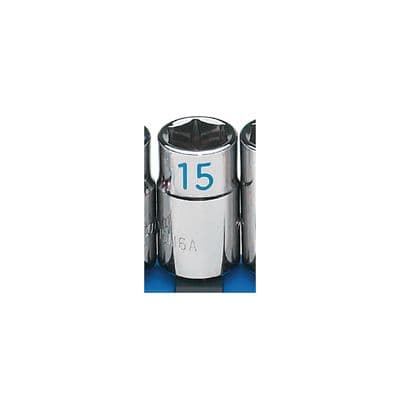 1/2" DRIVE 15MM METRIC 6 POINT CHROME SOCKET