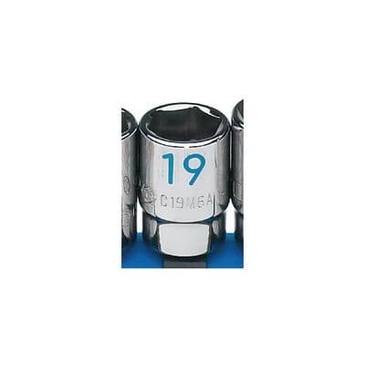 1/2" DRIVE 19MM METRIC 6 POINT CHROME SOCKET