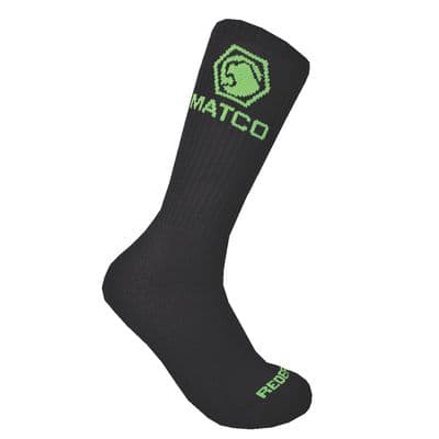 MEN'S REDBACK MATCO BAMBOO CREW SOCKS,  BLACK WITH LIME GREEN, 6 PAIRS