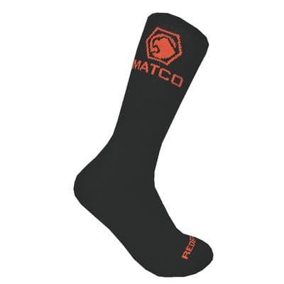 MEN'S REDBACK MATCO BAMBOO CREW SOCKS, BLACK WITH ORANGE, 6 PAIRS