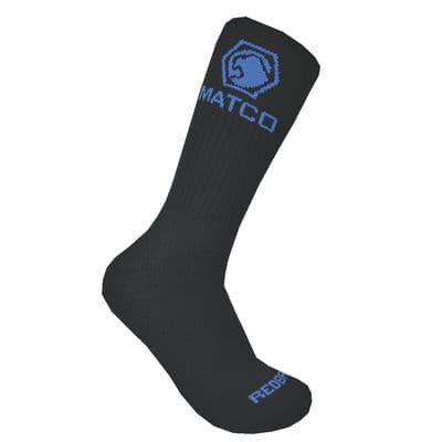 MEN'S REDBACK MATCO BAMBOO CREW SOCKS, BLACK WITH BLUE, 6 PAIRS