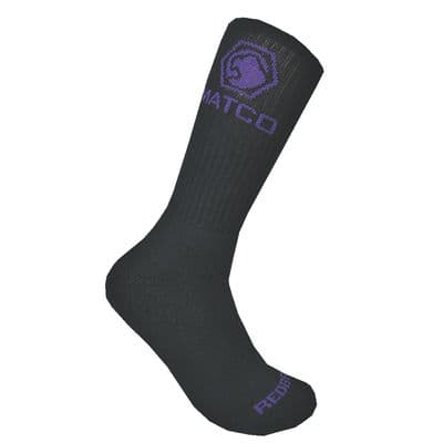 MEN'S REDBACK MATCO BAMBOO CREW SOCKS, BLACK WITH PURPLE, 6 PAIRS