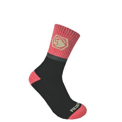 WOMEN'S REDBACK MATCO BAMBOO CREW SOCKS, DUSTY ROSE WITH BLACK, 6 PAIRS