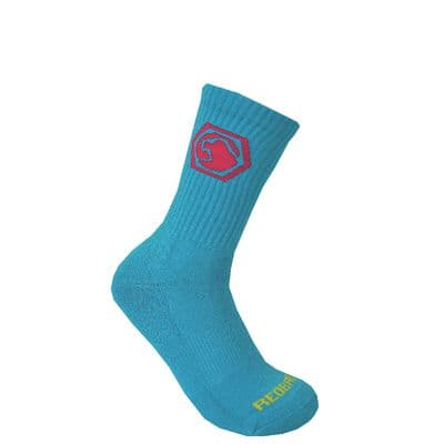 WOMEN'S REDBACK MATCO BAMBOO CREW SOCKS, ELECTRIC TEAL WITH PINK, 6 PAIRS