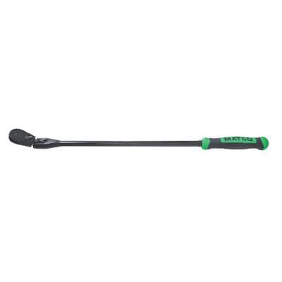 1/2" DRIVE 27-3/8" EIGHTY8 TOOTH BLACK CHROME LOCKING FLEX RATCHET WITH ERGO HANDLE - GREEN