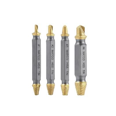 TITANIUM PHILLIPS, TORX®, AND ALLEN LEFT HAND DRILL AND EXTRACTOR SET, 4 PIECE