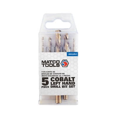 COBALT LEFT HAND DRILL BIT SET, 5 PIECE
