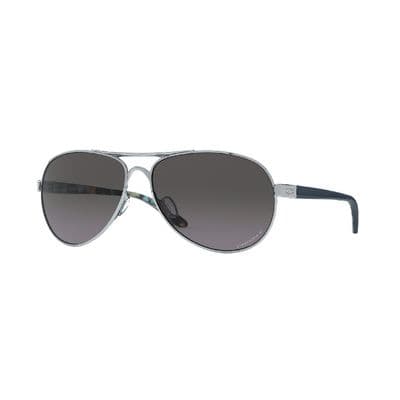 OAKLEY® FEEDBACK POLISHED CHROME FRAME WITH PRIZM™ GREY GRADIENT POLARIZED LENSES
