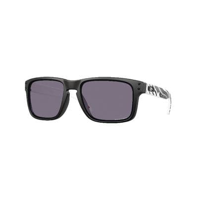 HOLBROOK™ MATTE BLACK FRONT FRAME, BLACK & WHITE SWIRL EARSTEMS WITH PRIZM™ BLACK LENSES