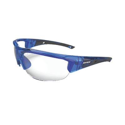 FORCEFLEX SAFETY GLASSES BLUE TRANSLUCENT MATCO HALF FRAME WITH CLEAR LENSES