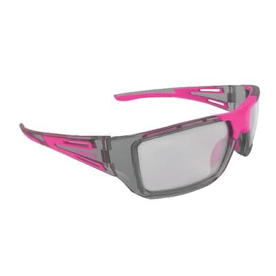 TOOLS FOR THE CAUSE FORCEFLEX SAFETY GLASSES PINK/GRAY FULL FRAME WITH CLEAR LENSES