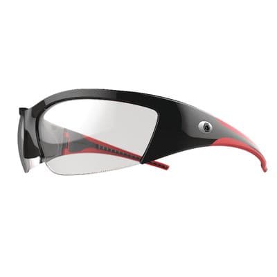 FORCEFLEX SAFETY GLASSES BLACK AND RED HALF FRAME WITH ANTI-FOG CLEAR LENSES