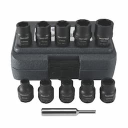 1/2" DRIVE 11 PIECE METRIC HEX GRIP DAMAGED FASTENER IMPACT SOCKET SET
